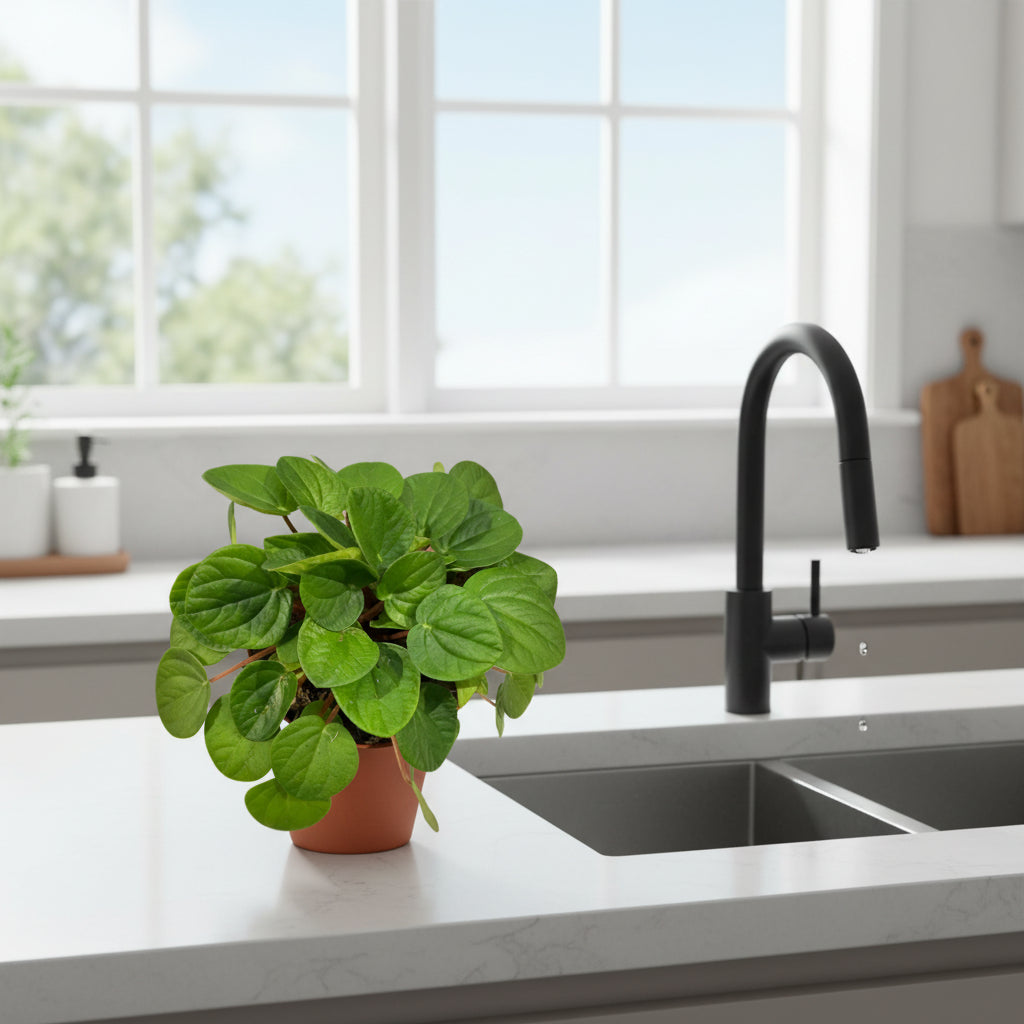Green potted plant on a white background