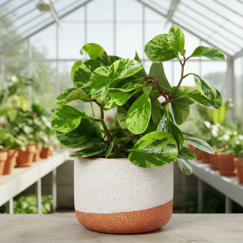 Close-up of a green leafy plant with a plain background