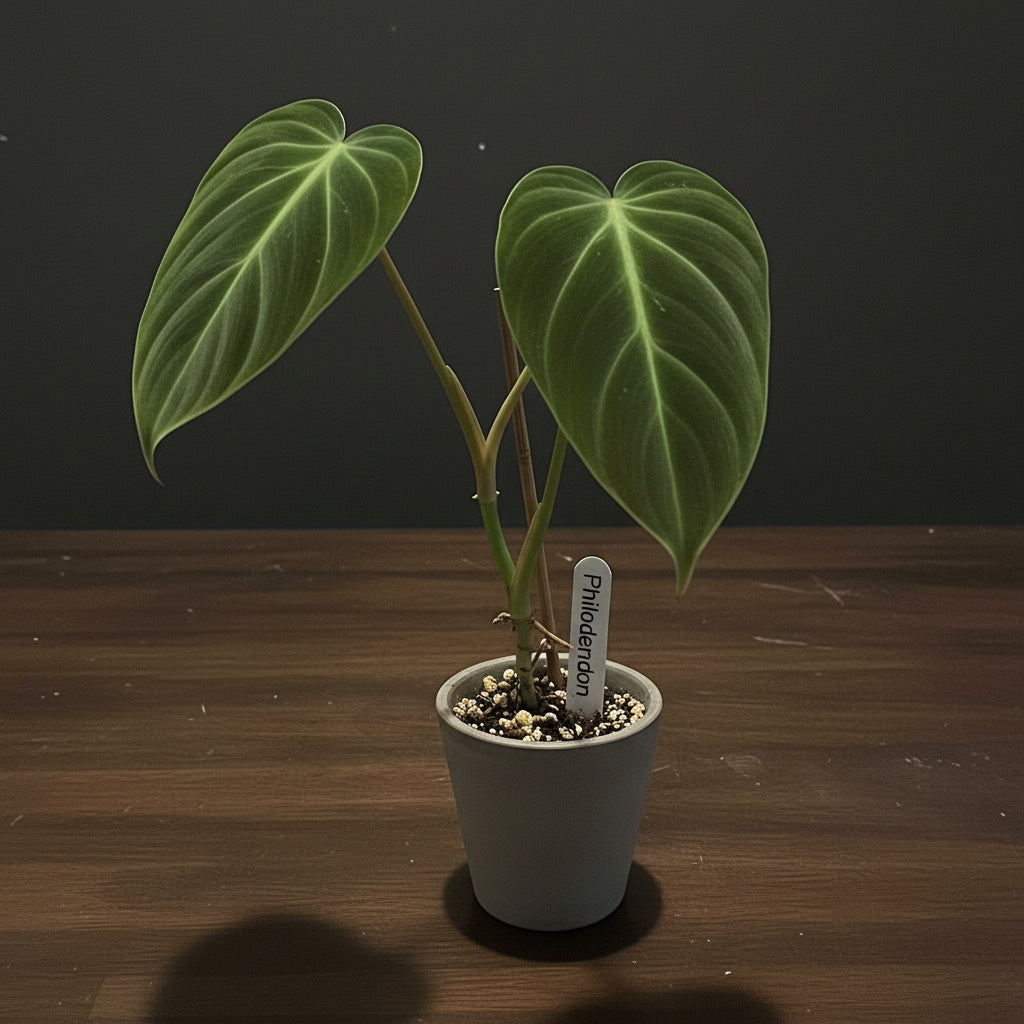Philodendron Melanochrysum On a bench top