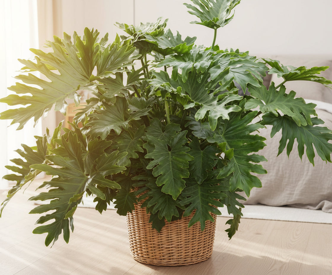 ShangriLa plant with large green leaves on a concrete surface