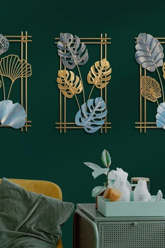 1Pcs Nordic Retro Metallic Plant Wall Mounted Photo Frame Ginkgo Leaf Art Home Living Room Wall Decoration Accessories
