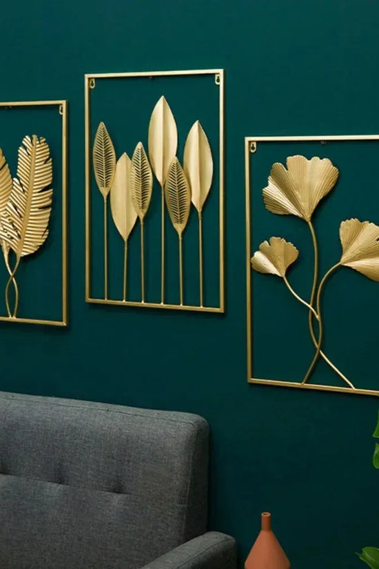 1Pcs Nordic Retro Metallic Plant Wall Mounted Photo Frame Ginkgo Leaf Art Home Living Room Wall Decoration Accessories