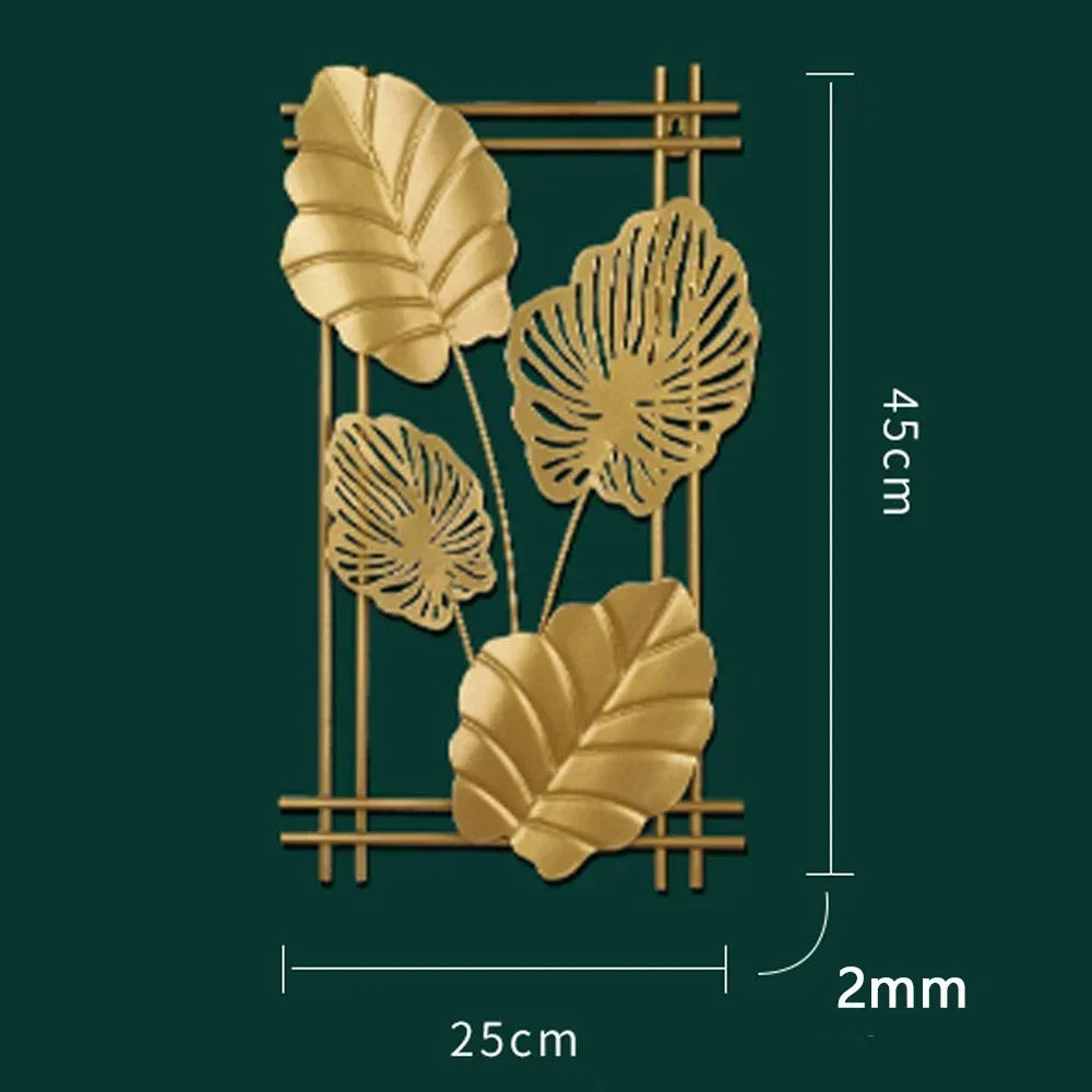 1Pcs Nordic Retro Metallic Plant Wall Mounted Photo Frame Ginkgo Leaf Art Home Living Room Wall Decoration Accessories