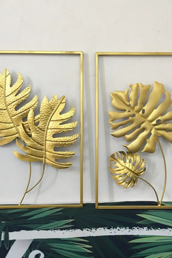 Metal Leaf Iron Wall Hanging Decor Palm Maple Leaves Plant Ginkgo Nordic Wall Pendant Mural Living Room Bedroom Home Decoration