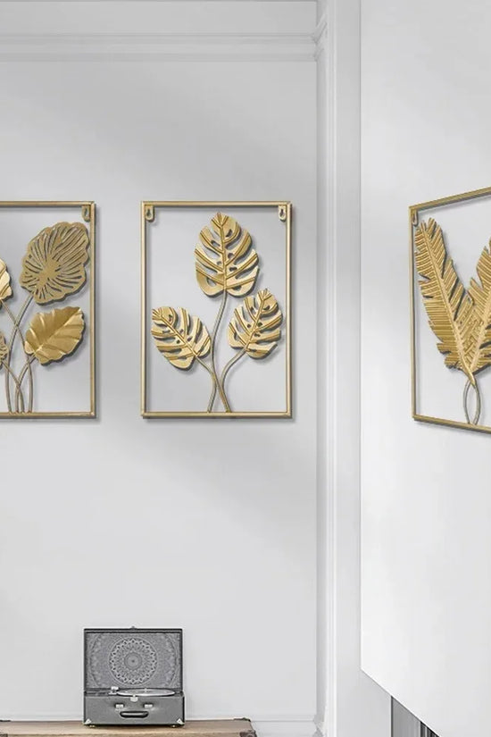 1Pcs Nordic Retro Metallic Plant Wall Mounted Photo Frame Ginkgo Leaf Art Home Living Room Wall Decoration Accessories