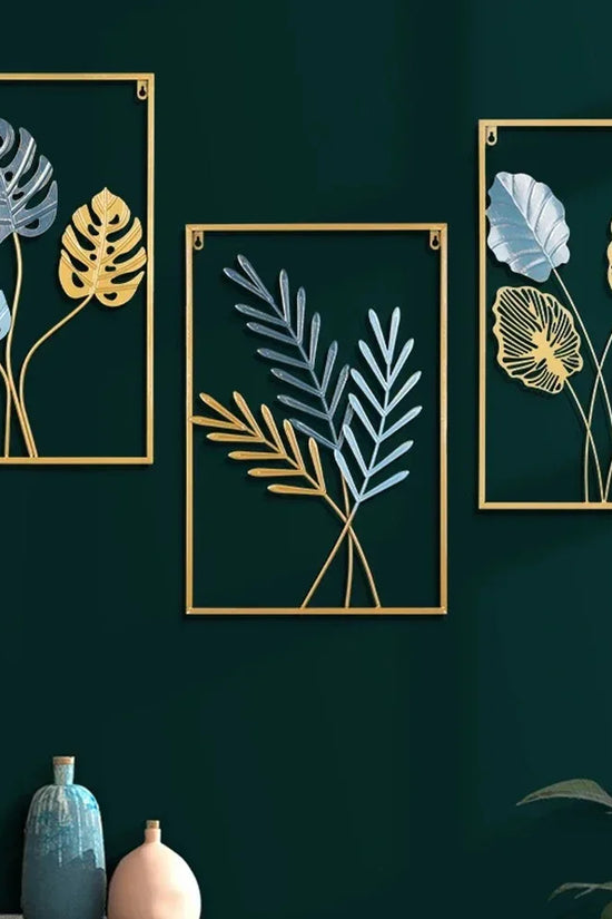 1Pcs Nordic Retro Metallic Plant Wall Mounted Photo Frame Ginkgo Leaf Art Home Living Room Wall Decoration Accessories