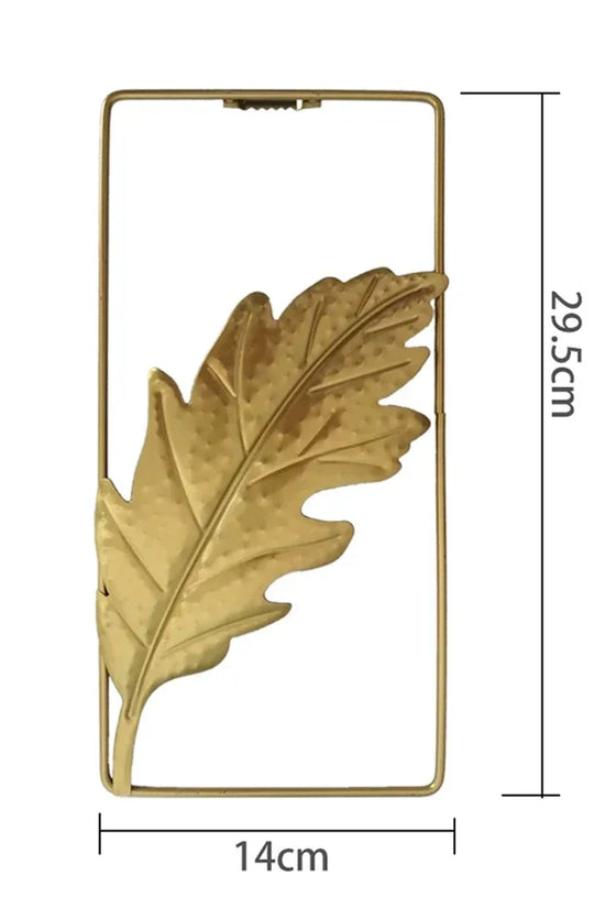 1Pcs Nordic Retro Metallic Plant Wall Mounted Photo Frame Ginkgo Leaf Art Home Living Room Wall Decoration Accessories