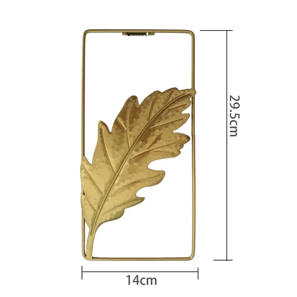 1Pcs Nordic Retro Metallic Plant Wall Mounted Photo Frame Ginkgo Leaf Art Home Living Room Wall Decoration Accessories
