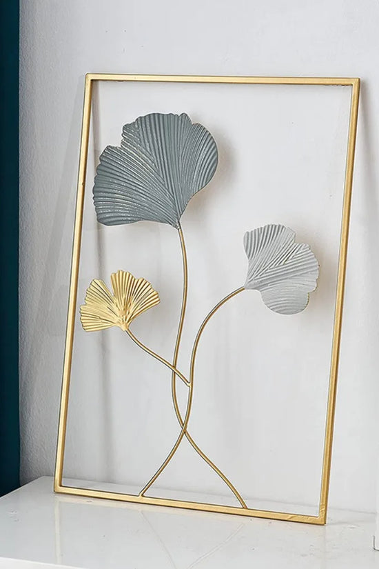 1Pcs Nordic Retro Metallic Plant Wall Mounted Photo Frame Ginkgo Leaf Art Home Living Room Wall Decoration Accessories