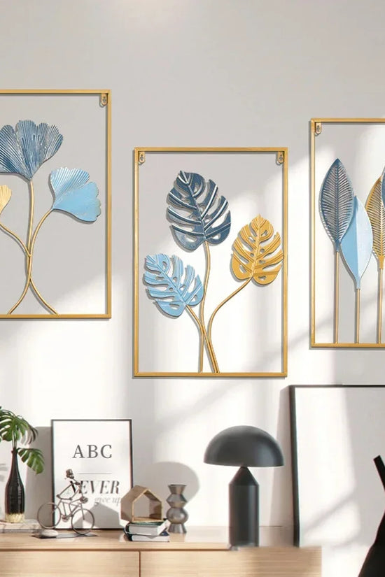 1Pcs Nordic Retro Metallic Plant Wall Mounted Photo Frame Ginkgo Leaf Art Home Living Room Wall Decoration Accessories