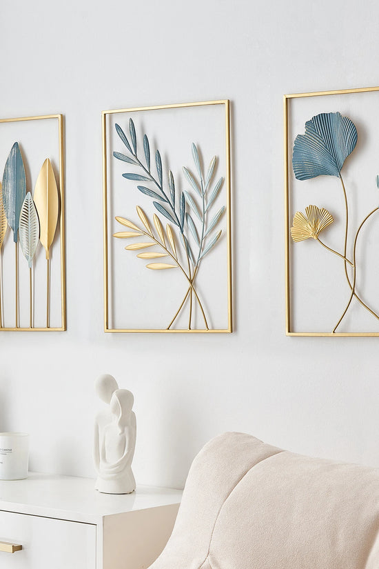 Metal Leaf Iron Wall Hanging Decor Palm Maple Leaves Plant Ginkgo Nordic Wall Pendant Mural Living Room Bedroom Home Decoration