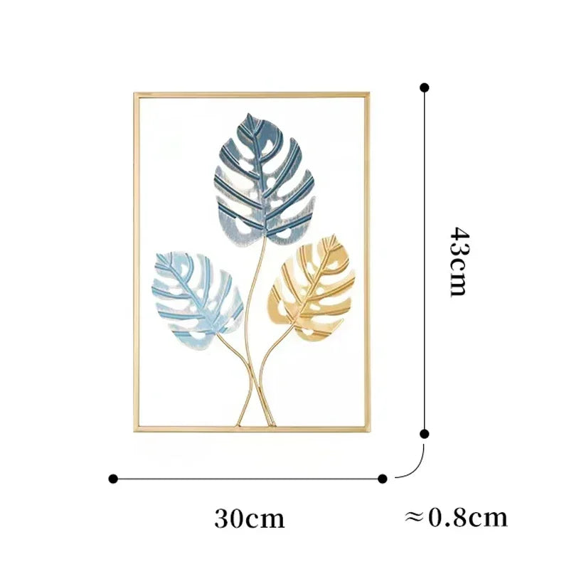 1Pcs Nordic Retro Metallic Plant Wall Mounted Photo Frame Ginkgo Leaf Art Home Living Room Wall Decoration Accessories