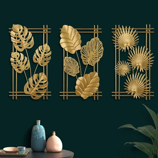 1Pcs Nordic Retro Metallic Plant Wall Mounted Photo Frame Ginkgo Leaf Art Home Living Room Wall Decoration Accessories
