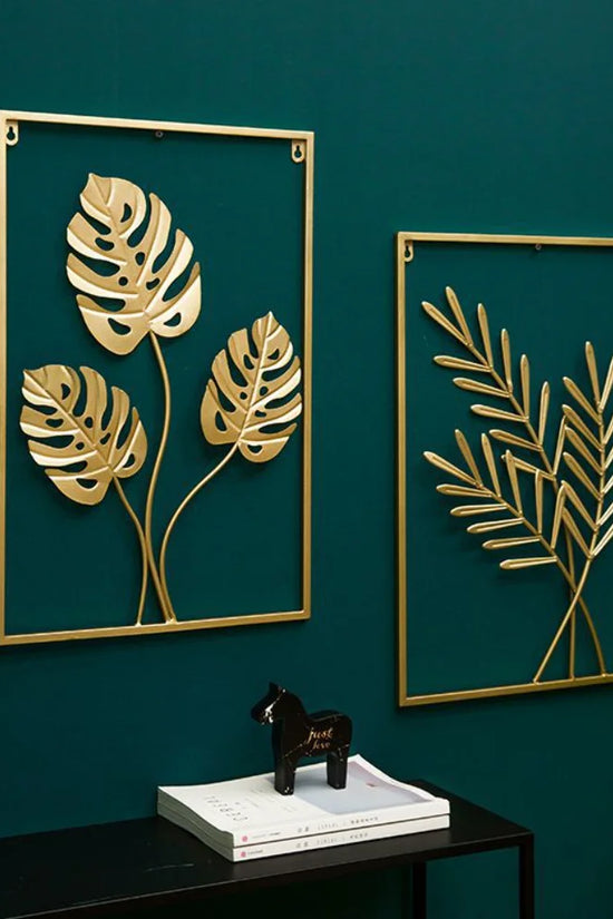 Metal Leaf Iron Wall Hanging Decor Palm Maple Leaves Plant Ginkgo Nordic Wall Pendant Mural Living Room Bedroom Home Decoration