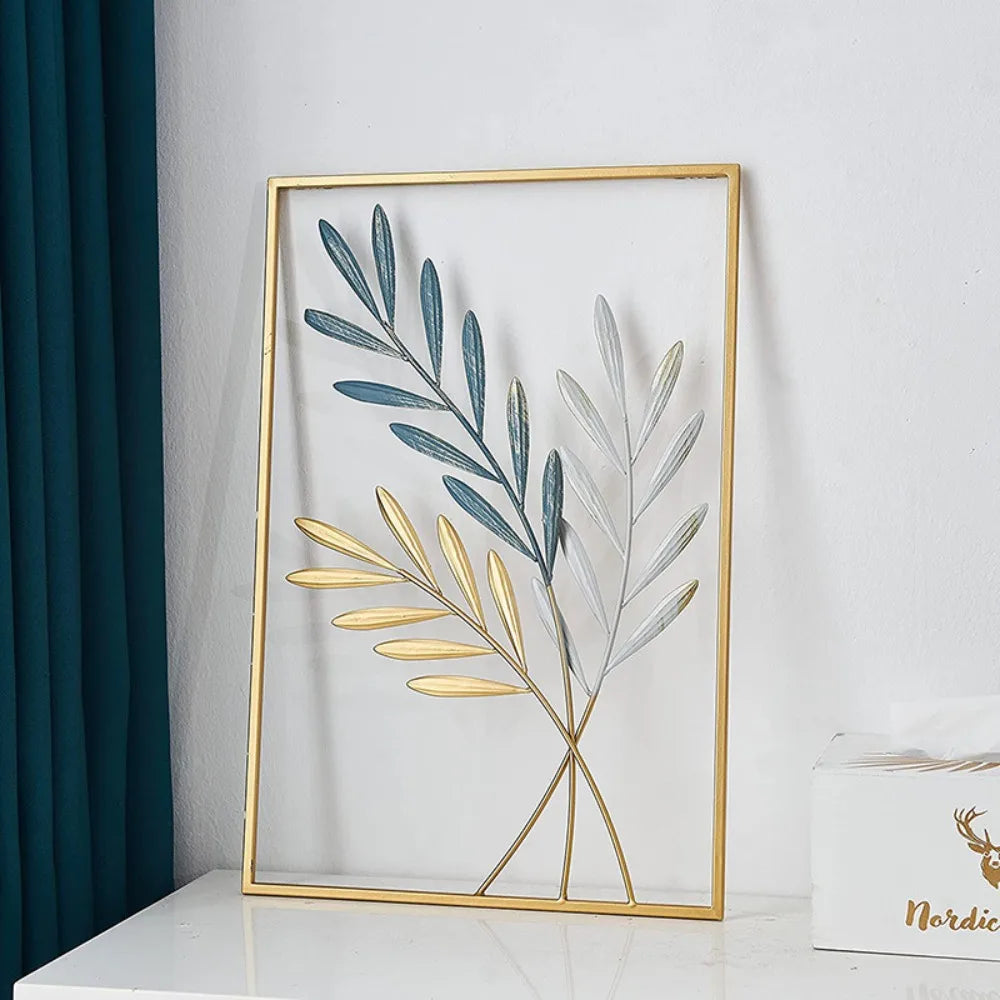1Pcs Nordic Retro Metallic Plant Wall Mounted Photo Frame Ginkgo Leaf Art Home Living Room Wall Decoration Accessories
