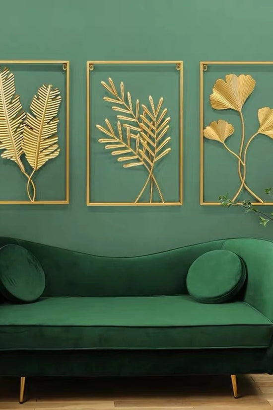 Metal Leaf Iron Wall Hanging Decor Palm Maple Leaves Plant Ginkgo Nordic Wall Pendant Mural Living Room Bedroom Home Decoration