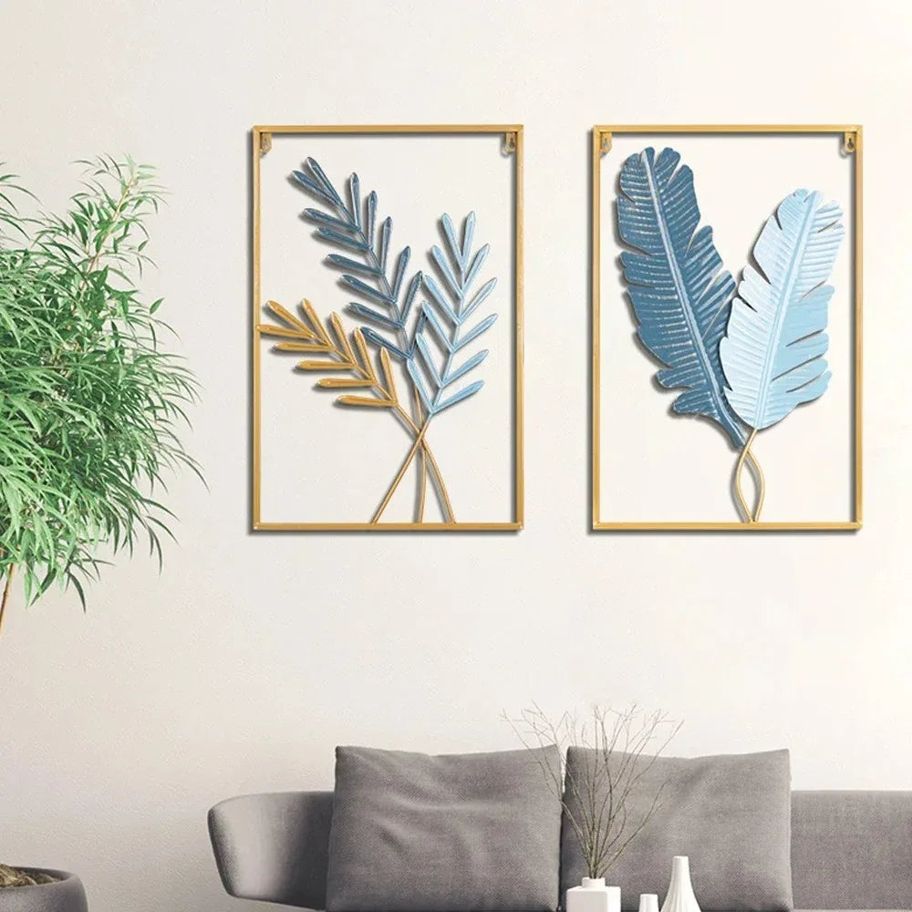 1Pcs Nordic Retro Metallic Plant Wall Mounted Photo Frame Ginkgo Leaf Art Home Living Room Wall Decoration Accessories