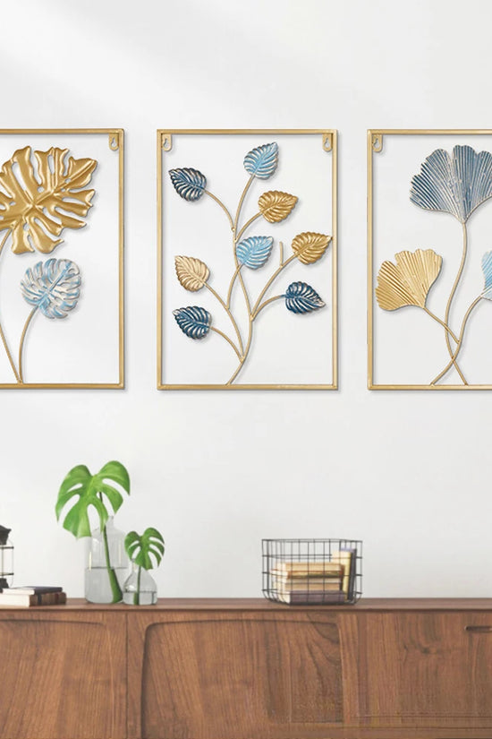 Metal Leaf Iron Wall Hanging Decor Palm Maple Leaves Plant Ginkgo Nordic Wall Pendant Mural Living Room Bedroom Home Decoration