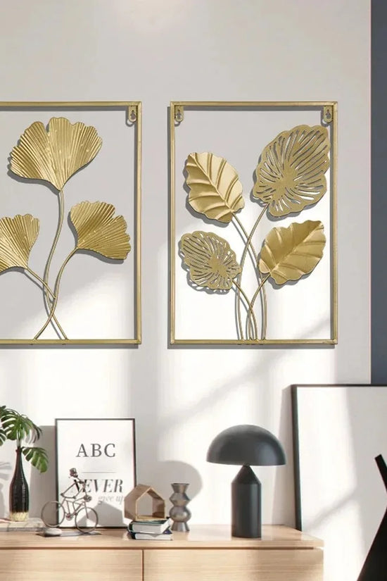 1Pcs Nordic Retro Metallic Plant Wall Mounted Photo Frame Ginkgo Leaf Art Home Living Room Wall Decoration Accessories