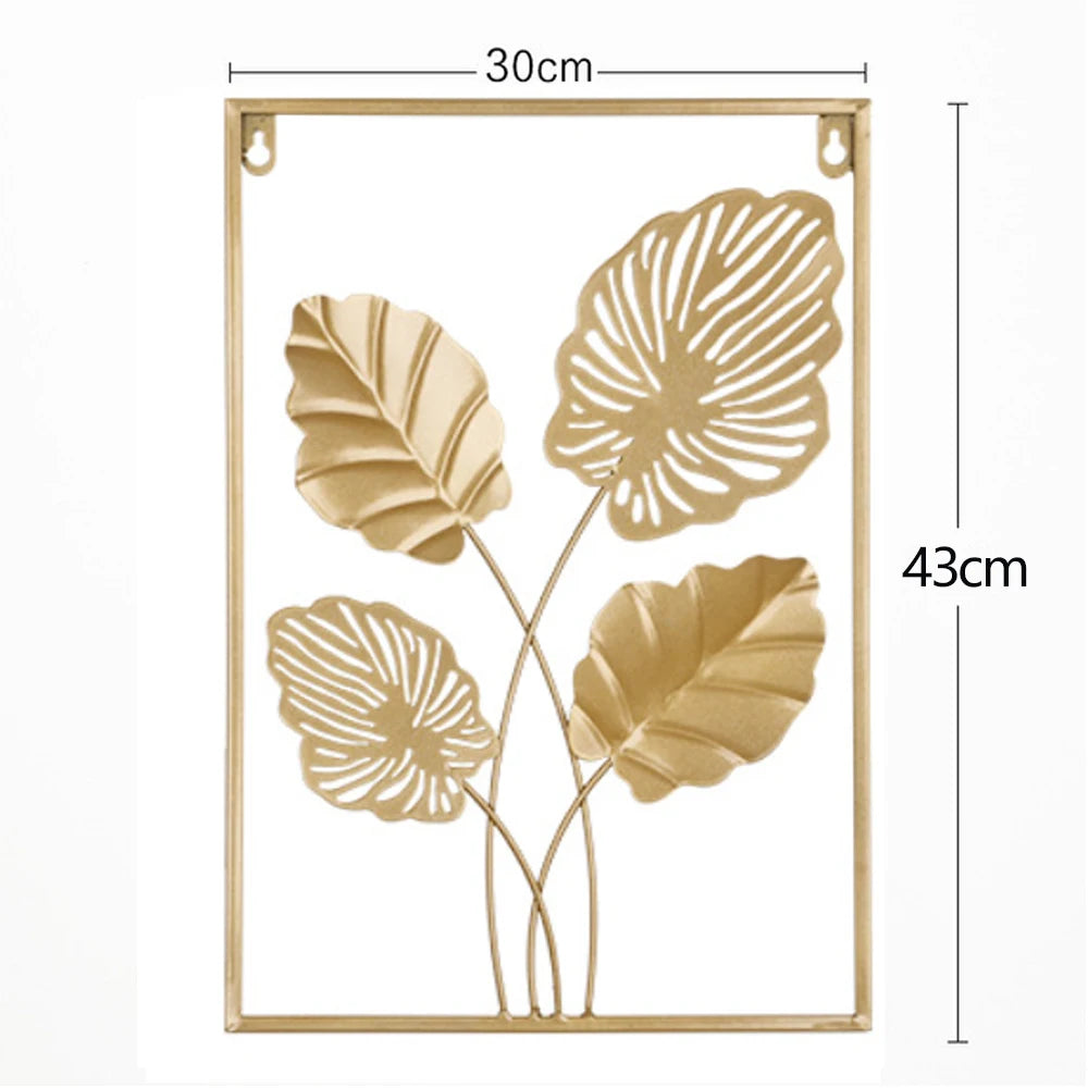 Metal Leaf Iron Wall Hanging Decor Palm Maple Leaves Plant Ginkgo Nordic Wall Pendant Mural Living Room Bedroom Home Decoration