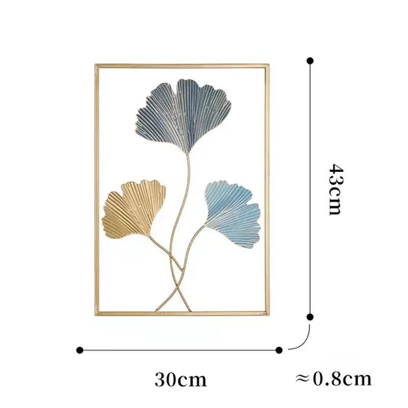 1Pcs Nordic Retro Metallic Plant Wall Mounted Photo Frame Ginkgo Leaf Art Home Living Room Wall Decoration Accessories
