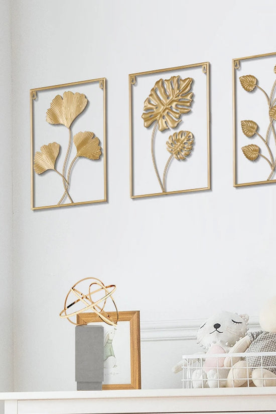 Metal Leaf Iron Wall Hanging Decor Palm Maple Leaves Plant Ginkgo Nordic Wall Pendant Mural Living Room Bedroom Home Decoration