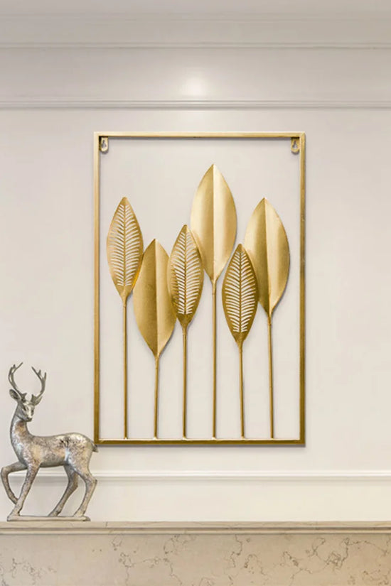 Metal Leaf Iron Wall Hanging Decor Palm Maple Leaves Plant Ginkgo Nordic Wall Pendant Mural Living Room Bedroom Home Decoration