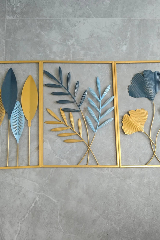 Metal Leaf Iron Wall Hanging Decor Palm Maple Leaves Plant Ginkgo Nordic Wall Pendant Mural Living Room Bedroom Home Decoration