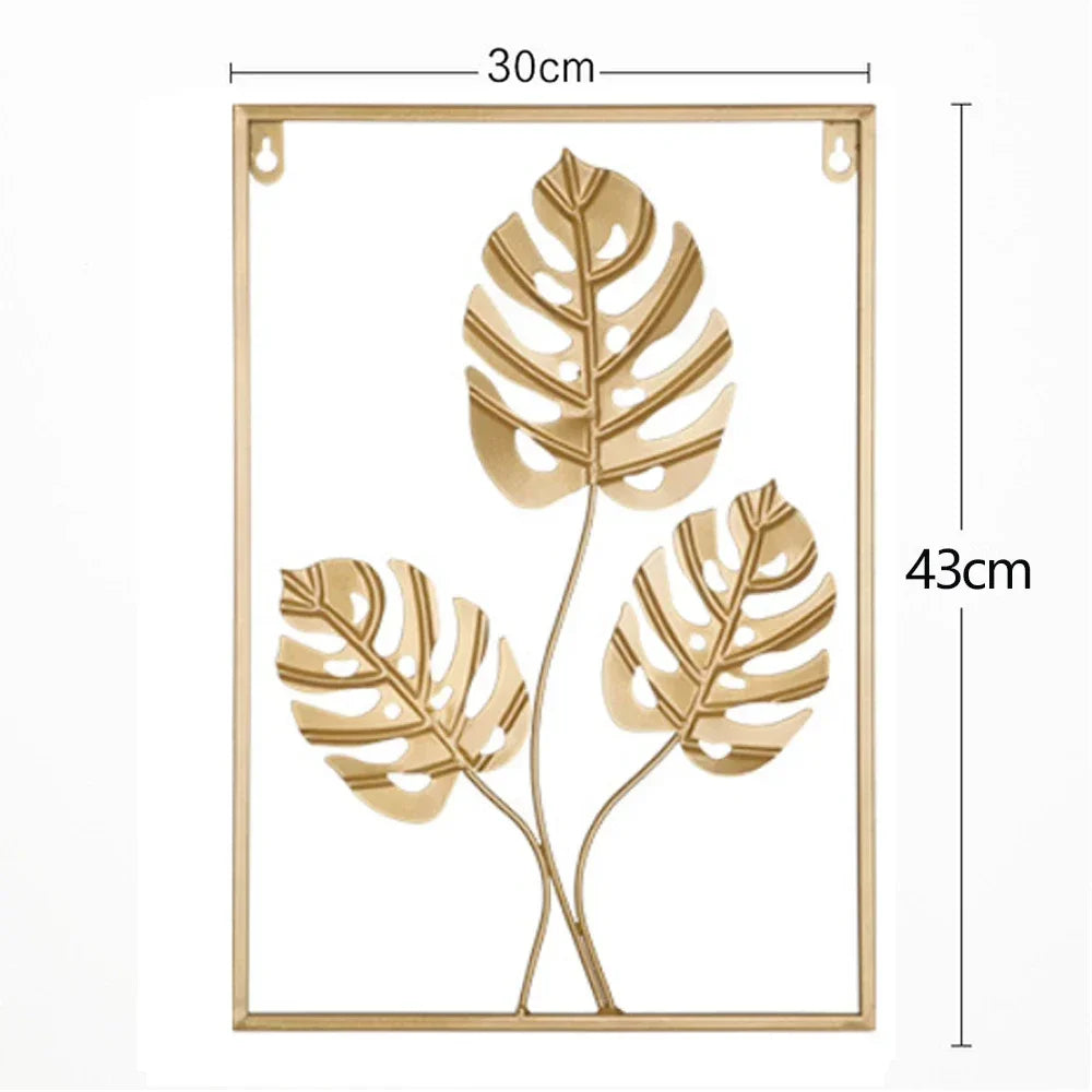 1Pcs Nordic Retro Metallic Plant Wall Mounted Photo Frame Ginkgo Leaf Art Home Living Room Wall Decoration Accessories