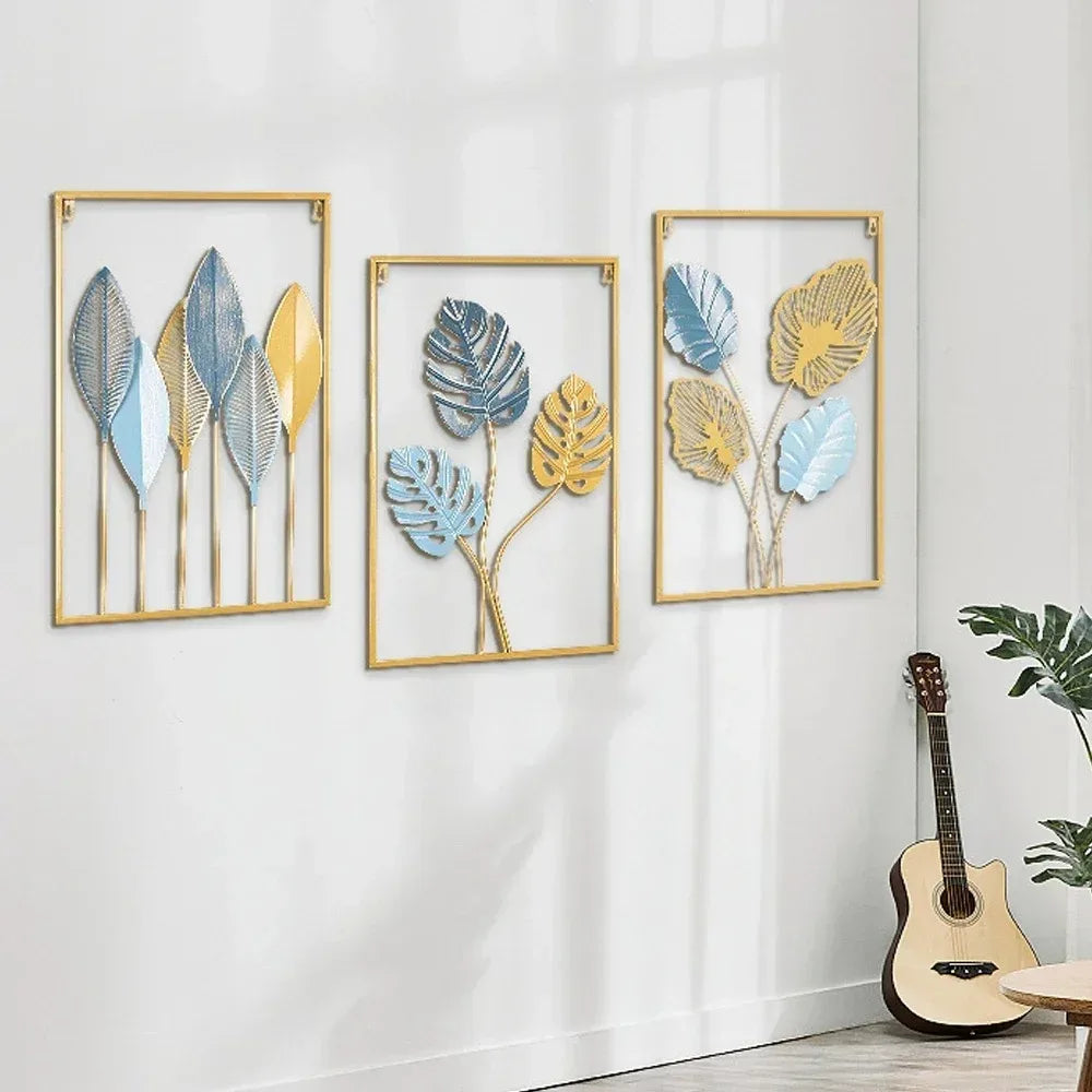 1Pcs Nordic Retro Metallic Plant Wall Mounted Photo Frame Ginkgo Leaf Art Home Living Room Wall Decoration Accessories