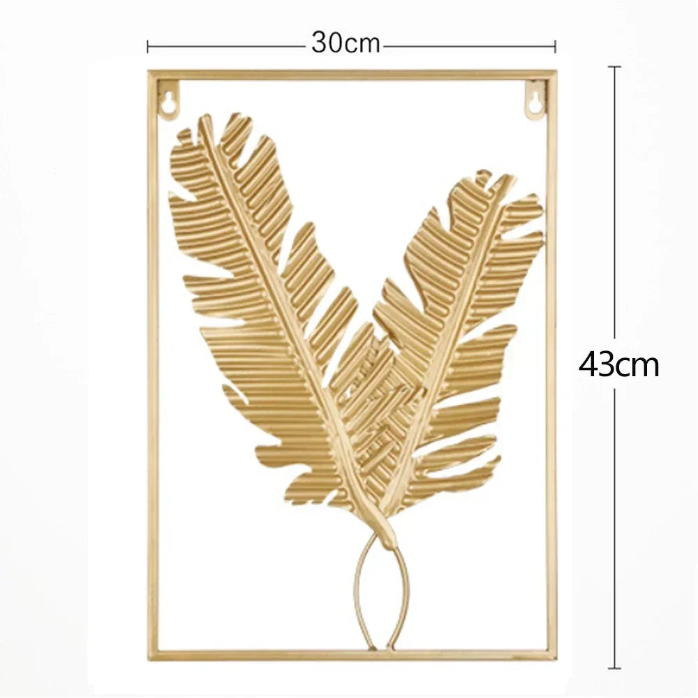 1Pcs Nordic Retro Metallic Plant Wall Mounted Photo Frame Ginkgo Leaf Art Home Living Room Wall Decoration Accessories
