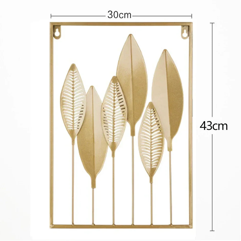 1Pcs Nordic Retro Metallic Plant Wall Mounted Photo Frame Ginkgo Leaf Art Home Living Room Wall Decoration Accessories