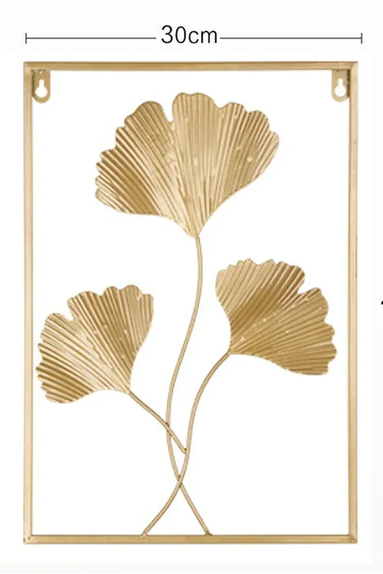 1Pcs Nordic Retro Metallic Plant Wall Mounted Photo Frame Ginkgo Leaf Art Home Living Room Wall Decoration Accessories
