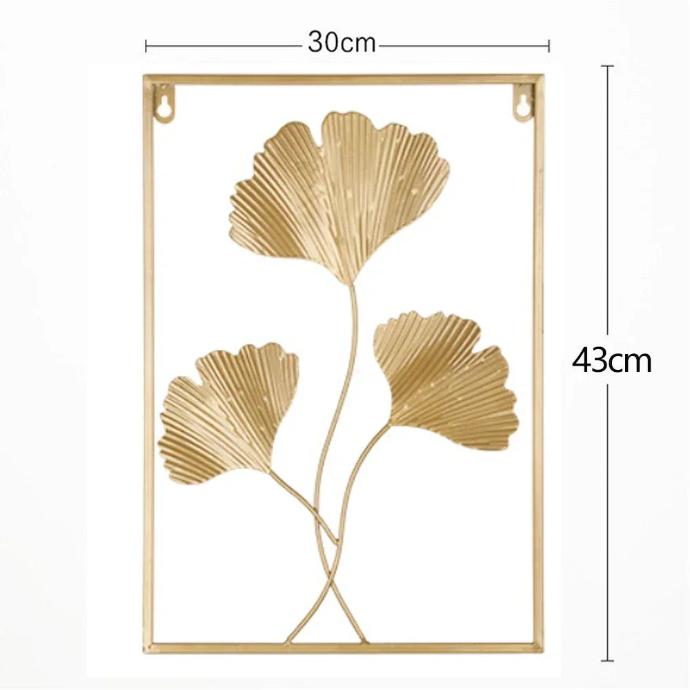 1Pcs Nordic Retro Metallic Plant Wall Mounted Photo Frame Ginkgo Leaf Art Home Living Room Wall Decoration Accessories