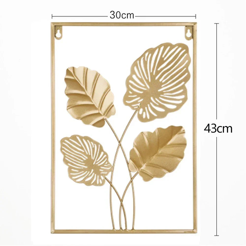 1Pcs Nordic Retro Metallic Plant Wall Mounted Photo Frame Ginkgo Leaf Art Home Living Room Wall Decoration Accessories