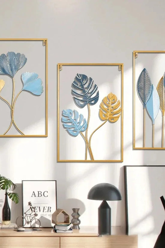 1Pcs Nordic Retro Metallic Plant Wall Mounted Photo Frame Ginkgo Leaf Art Home Living Room Wall Decoration Accessories