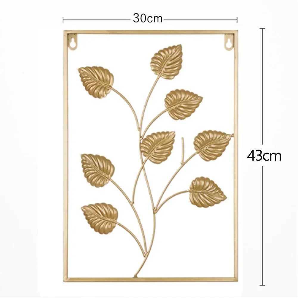 1Pcs Nordic Retro Metallic Plant Wall Mounted Photo Frame Ginkgo Leaf Art Home Living Room Wall Decoration Accessories
