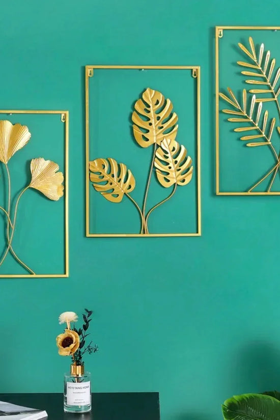 1Pcs Nordic Retro Metallic Plant Wall Mounted Photo Frame Ginkgo Leaf Art Home Living Room Wall Decoration Accessories