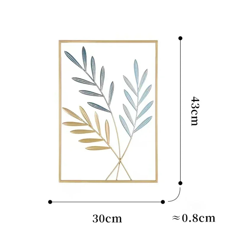 1Pcs Nordic Retro Metallic Plant Wall Mounted Photo Frame Ginkgo Leaf Art Home Living Room Wall Decoration Accessories