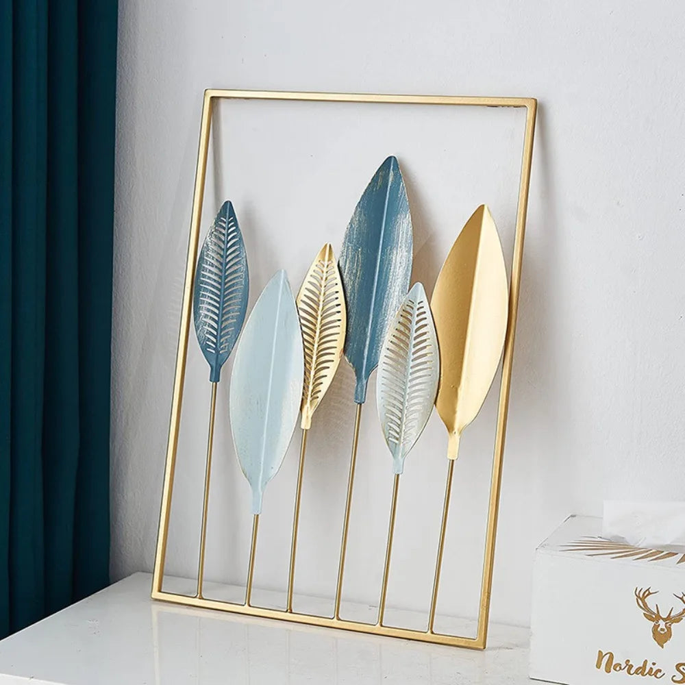 1Pcs Nordic Retro Metallic Plant Wall Mounted Photo Frame Ginkgo Leaf Art Home Living Room Wall Decoration Accessories