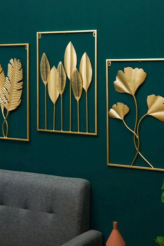 Metal Leaf Iron Wall Hanging Decor Palm Maple Leaves Plant Ginkgo Nordic Wall Pendant Mural Living Room Bedroom Home Decoration