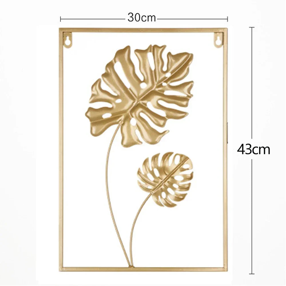 1Pcs Nordic Retro Metallic Plant Wall Mounted Photo Frame Ginkgo Leaf Art Home Living Room Wall Decoration Accessories