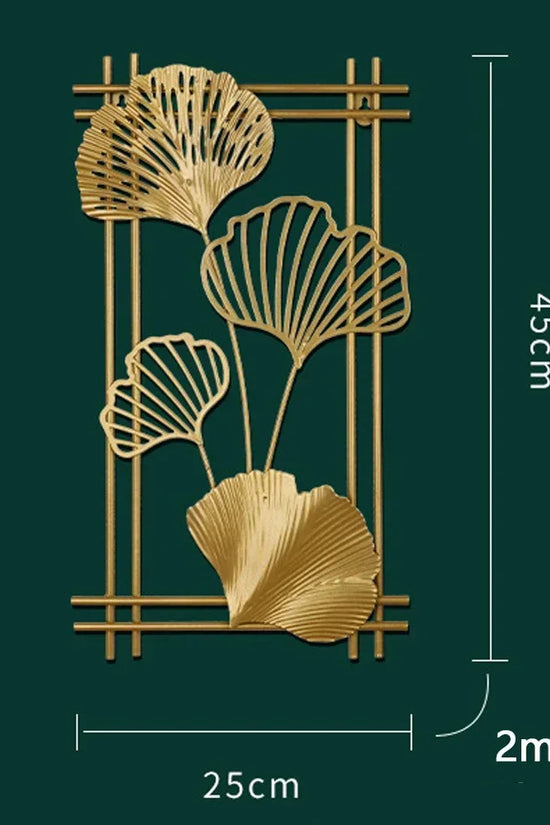 1Pcs Nordic Retro Metallic Plant Wall Mounted Photo Frame Ginkgo Leaf Art Home Living Room Wall Decoration Accessories