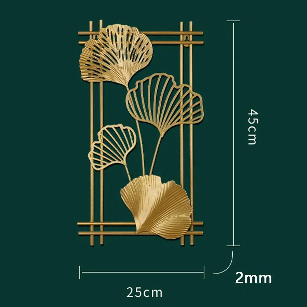 1Pcs Nordic Retro Metallic Plant Wall Mounted Photo Frame Ginkgo Leaf Art Home Living Room Wall Decoration Accessories