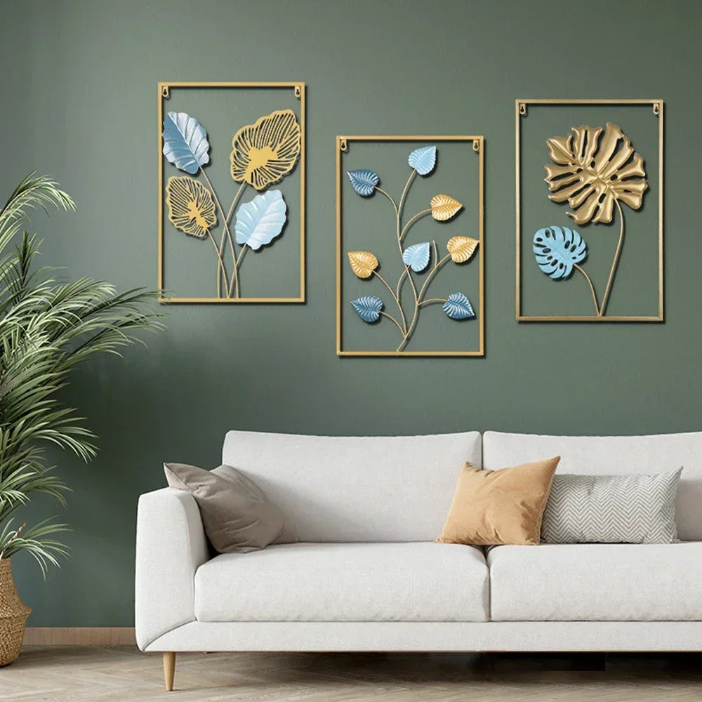 1Pcs Nordic Retro Metallic Plant Wall Mounted Photo Frame Ginkgo Leaf Art Home Living Room Wall Decoration Accessories