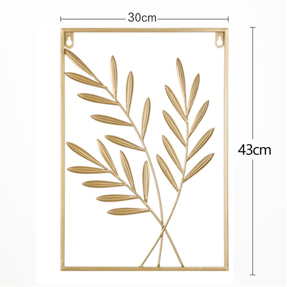 Metal Leaf Iron Wall Hanging Decor Palm Maple Leaves Plant Ginkgo Nordic Wall Pendant Mural Living Room Bedroom Home Decoration
