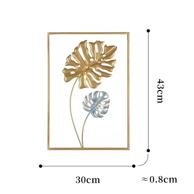 1Pcs Nordic Retro Metallic Plant Wall Mounted Photo Frame Ginkgo Leaf Art Home Living Room Wall Decoration Accessories