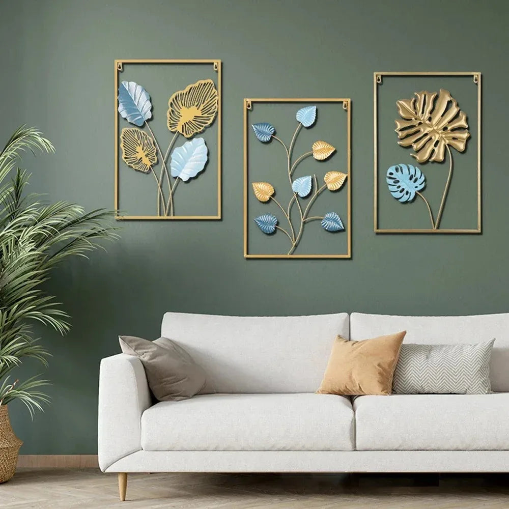1Pcs Nordic Retro Metallic Plant Wall Mounted Photo Frame Ginkgo Leaf Art Home Living Room Wall Decoration Accessories