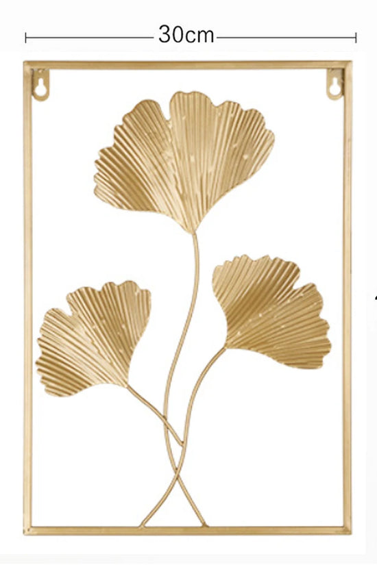 Metal Leaf Iron Wall Hanging Decor Palm Maple Leaves Plant Ginkgo Nordic Wall Pendant Mural Living Room Bedroom Home Decoration