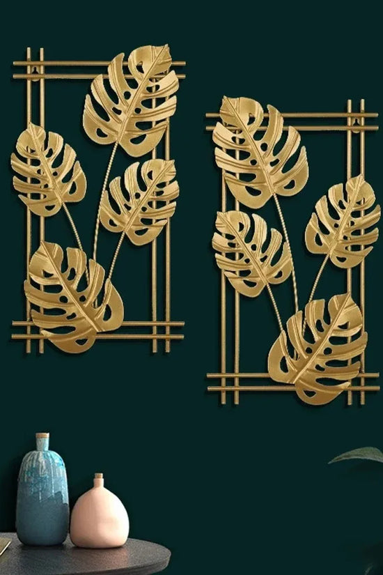 1Pcs Nordic Retro Metallic Plant Wall Mounted Photo Frame Ginkgo Leaf Art Home Living Room Wall Decoration Accessories